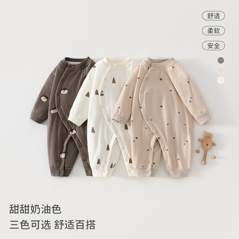 Baby Jumpsuit Autumn and Winter 40g Quilted One-Piece Baby Thin Cotton Warm Robe Baby Clothes Autumn and Winter