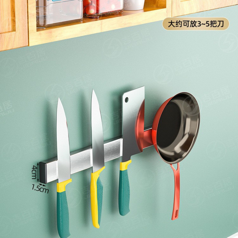 Fuente de fábrica sin perforación de cocina succión magnética portacuchillo tipo pared succión magnética herramientas de corte de liza almacenamiento rack