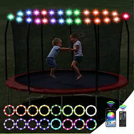 亚马逊新款RGB蓝牙APP管子灯串遥控电池盒用于户外蹦床玩具装饰灯
