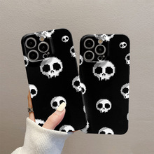 跨境ins简约卡通骷髅头手机壳适用iphone15/14防摔苹果手机保护套