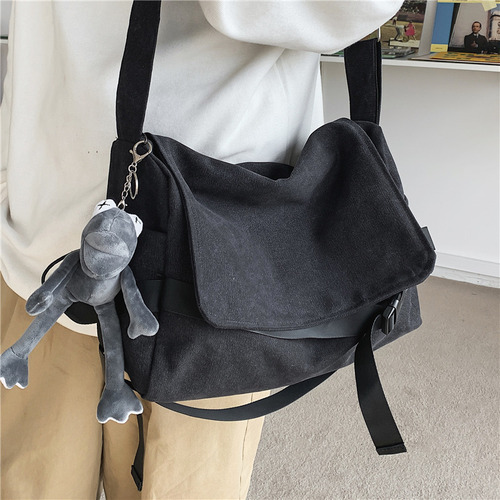 Canvas messenger bag men's large capacity simple messenger bag casual ins student wear book shoulder bag boy's shoulder bag
