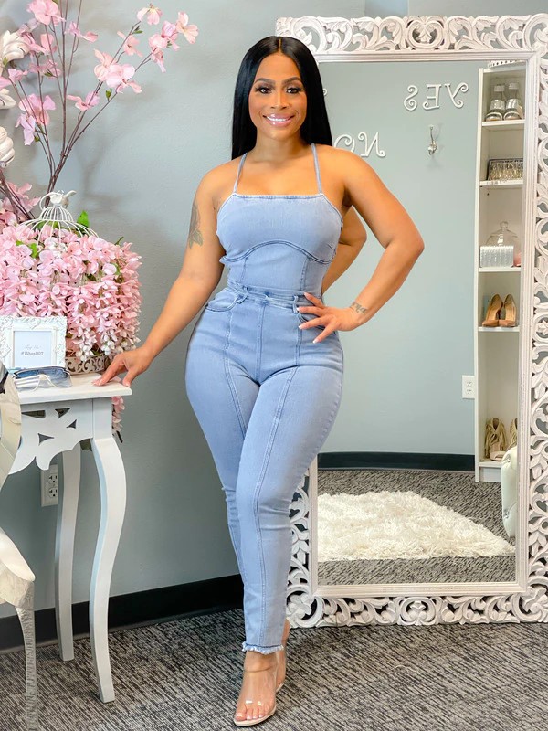 490g Weight Sleeveless Sleeve Length Full Length Pants Length Cotton, Denim Cotton Fabric Type High Waist Waist Line Jeans Pants Type Bodysuits Tops Type Holiday, Daily, Selfie Occasion Leggings Fit Type Solid Color Pattern Summer Season Women's Gender Streetwear Style Women's Holiday Daily Selfie Bodysuits Streetwear Solid Color Full Length Jeans 5