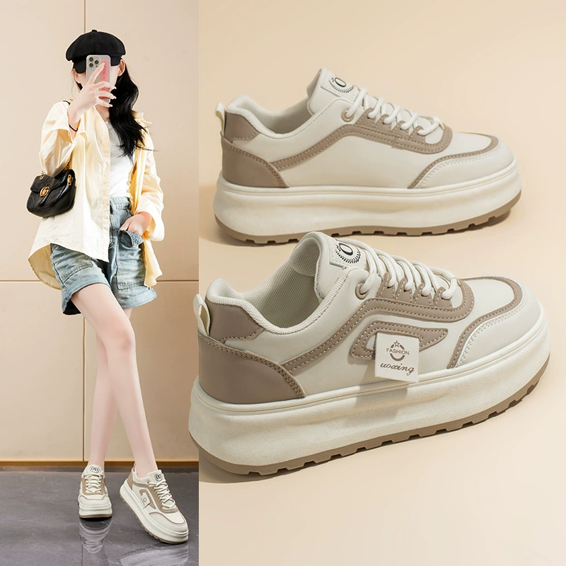 2025 Весенние женские туфли новые дышащие маленькие белые туфли женские ins корейские дикие толстые подошвы спортивные повседневные туфли