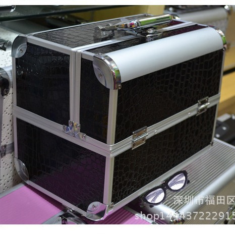 厂家订五金工具箱铝合金双开多功能手提化妆箱32x21x26.5cm
