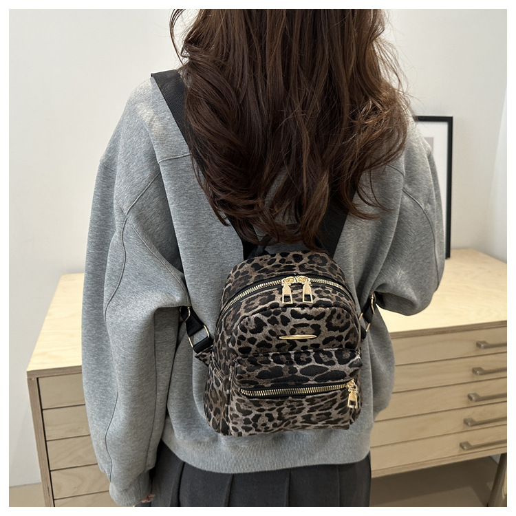 487g Weight Polyester Lining Material Sewing Thread Fashion Element Zipper Closure Type Double Shoulder Straps, Top Handle Strap Type Casual, Daily, Shopping Occasion Pu Leather Material Women's Backpack Backpack Leopard Pattern All Seasons Season Women's Gender Classic Style Style Shell Shape Leopard Casual Daily Shopping Women's Backpack 9
