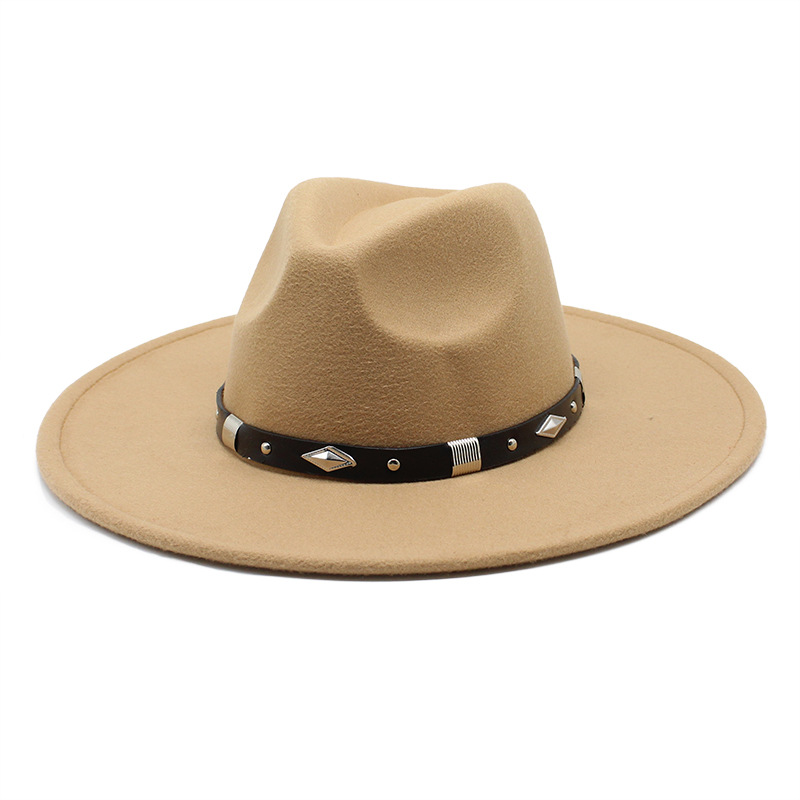 Unisex Vintage Style Solid Color Flat Eaves Fedora Hat display picture 3