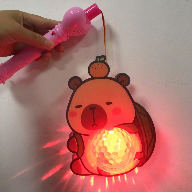 Festival del Medio Otoño Dibujos animados Música portátil luminosa Linternas Mercado nocturno Puesto de juguetes para niños Cantar Proyección Linternas al por mayor