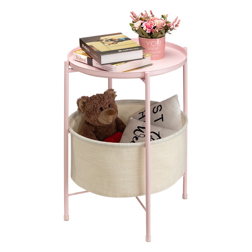 Nordic pequeña mesa de café simple bandeja de tela de mesa de bolsillo de doble capa mesa de hierro mesa de café sofá mesita de noche pequeña mesa redonda mini mesa auxiliar