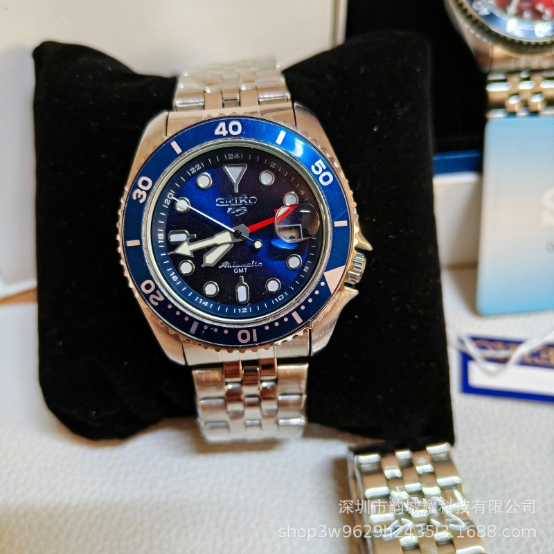 Seiko 5 Sports kişi qol saatı, yaşıl, su keçirməyən, polad qayış