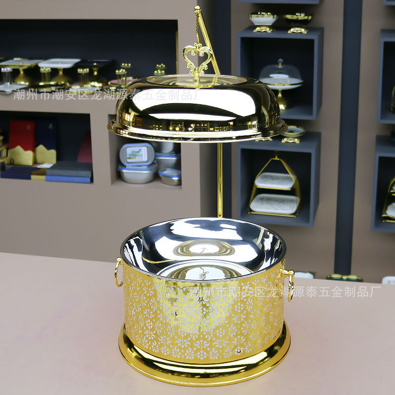 新款跨境不锈钢金色吊挂餐炉酒店自助餐炉 hanging chafing dish|undefined