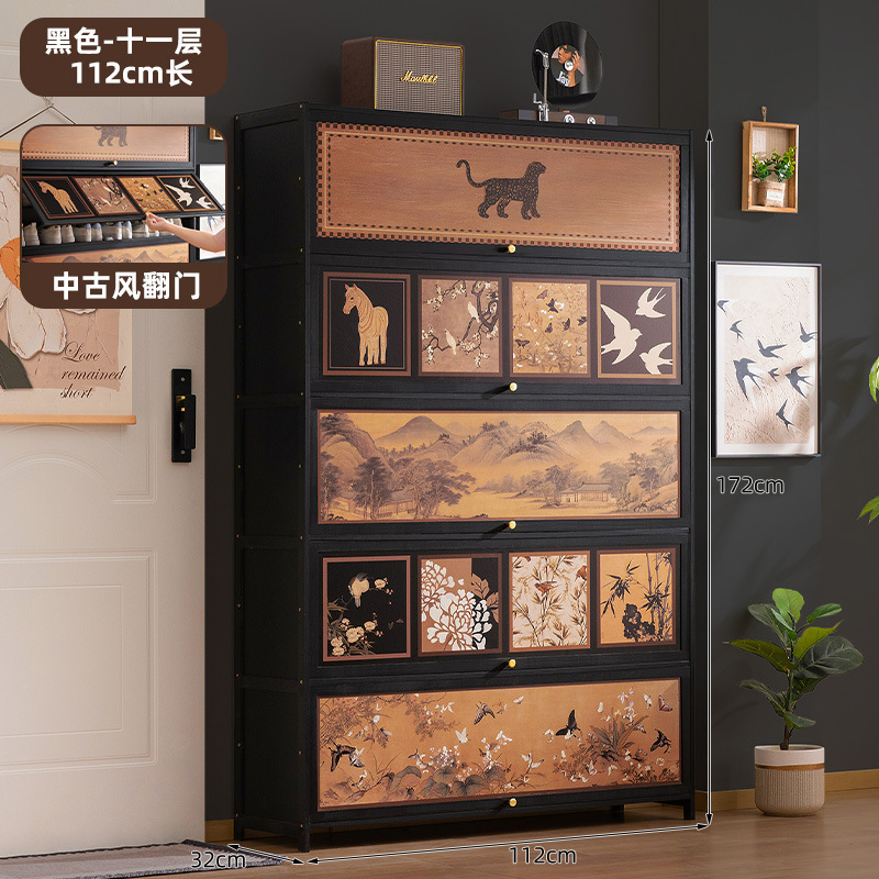 简易鞋架子家用门口多层带门防尘入门鞋架鞋柜高款立式一体收纳架|undefined