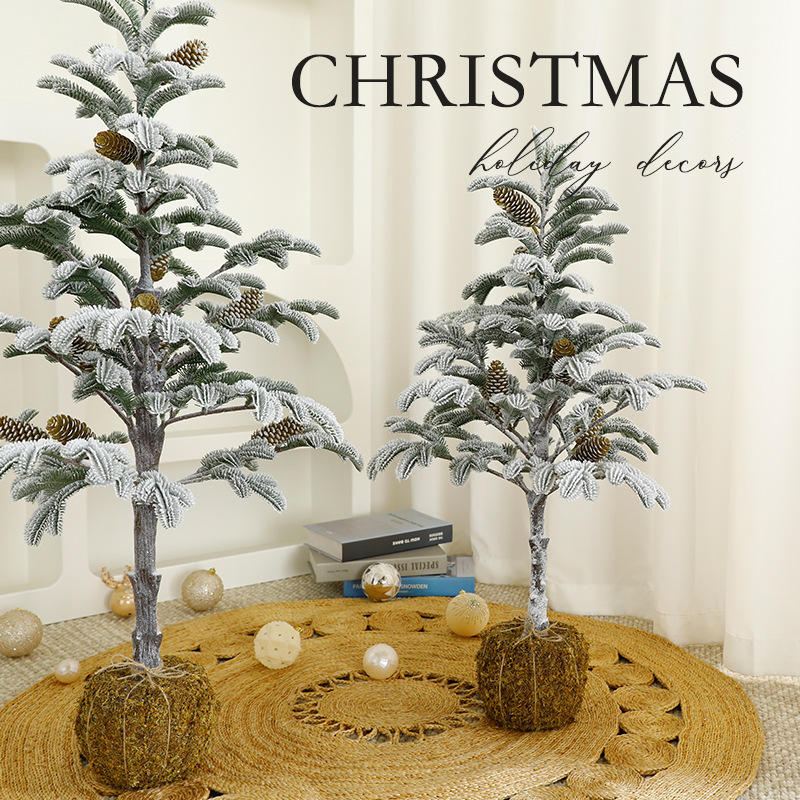 Amazon nieve árbol de Navidad set Navidad hogar decoración de sala de estar suelo musgo fondo adornos de árbol de Navidad