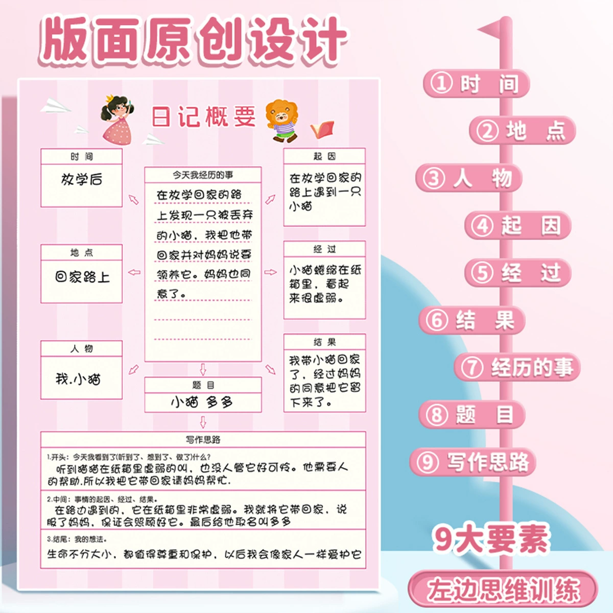 Дневник для учащихся начальной школы Thinking Map Diary B5 Tian Zi Ge 13 -third -third -third -third -third -third -third -third -third -’s -thirds для мальчиков и девочек, милый детский цветной разворот