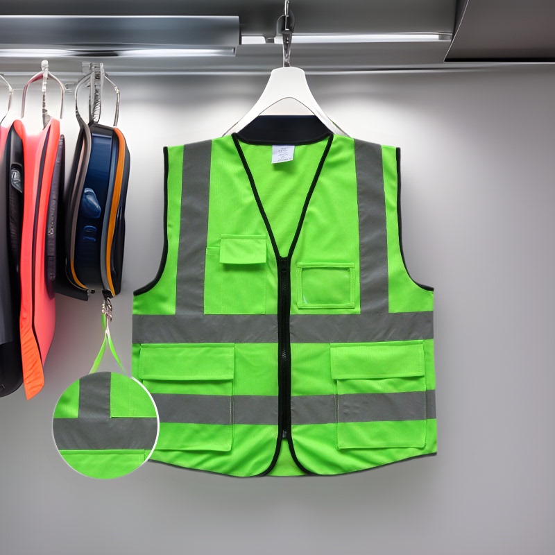 Reflective Safety Vest Engineering Construction Construction Reflective Vest Portable Zipper Style Multi-Pocket Night Riding