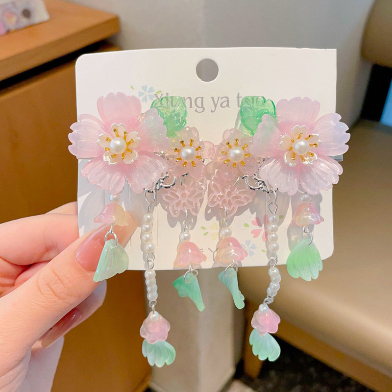 Chica de Hanfu tocado de los niños traje antiguo princesa borla horquilla estilo chino niña paso horquilla clip de pelo