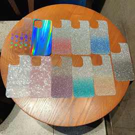 适用苹果iPhone17promax背卡14渐变闪粉手机壳13炫彩镭射16卡纸15