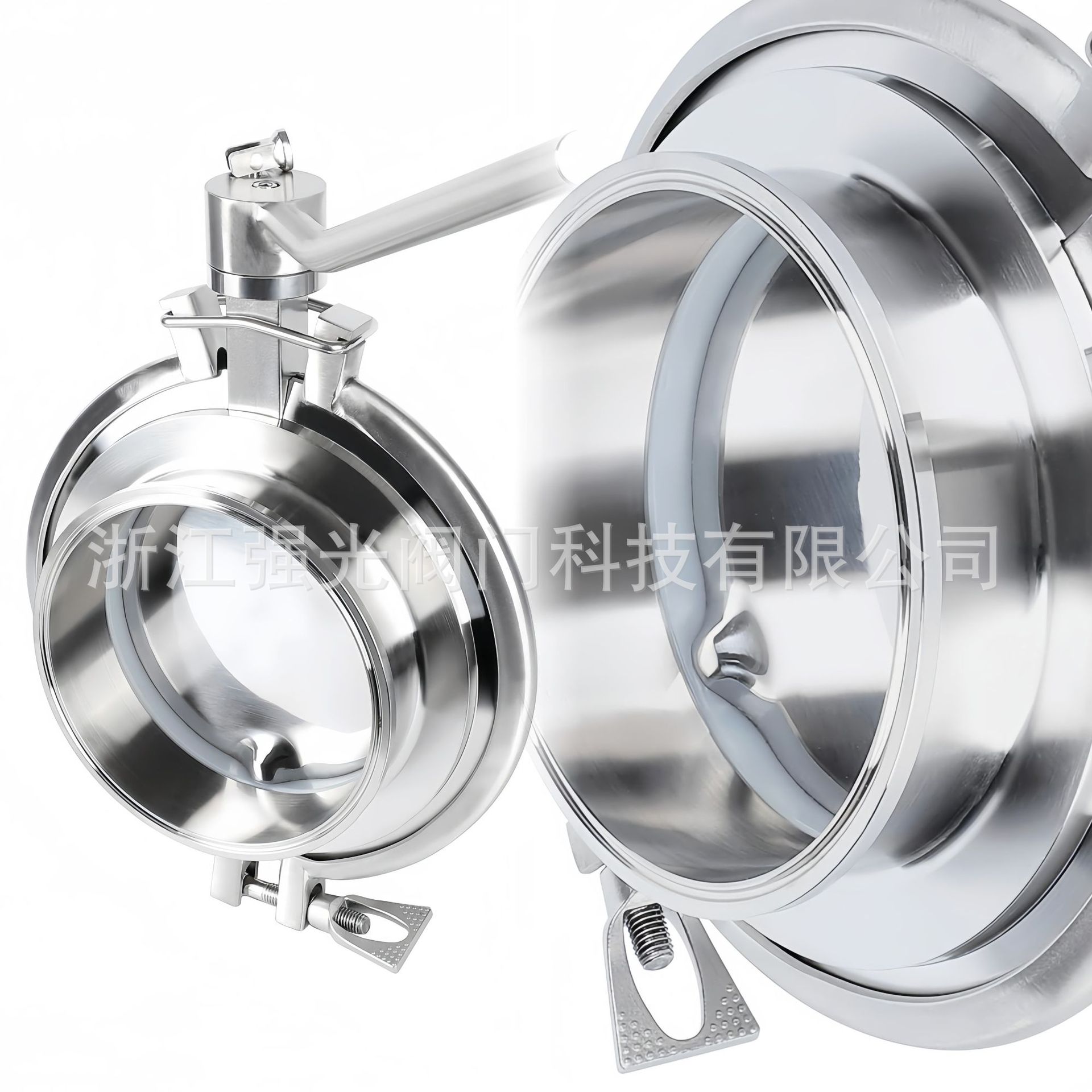 卫生级食品级不锈钢制药手动气动快装焊接快拆式粉体蝶阀304/316L