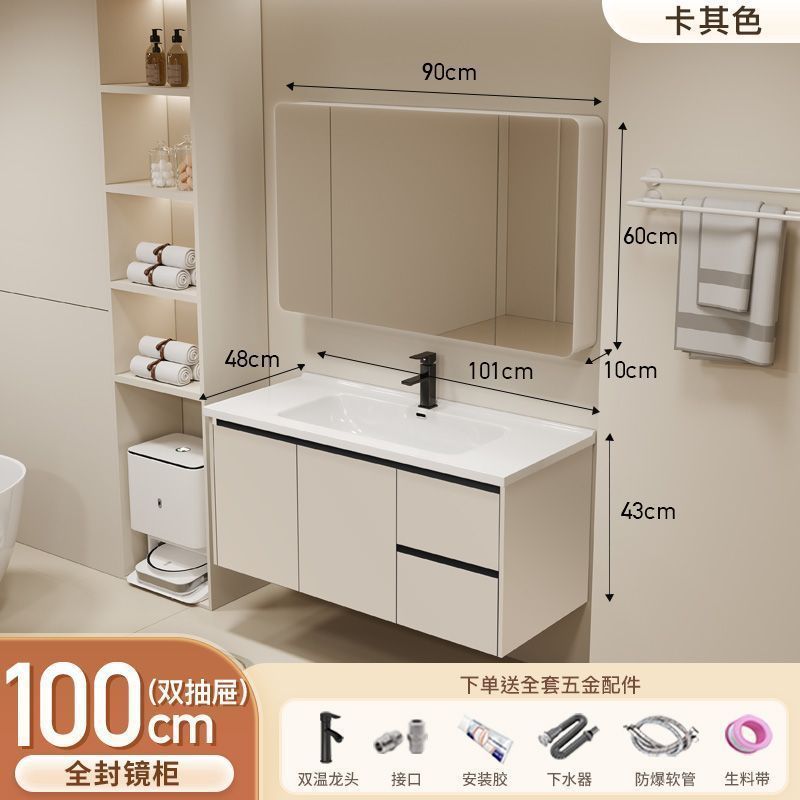 Gabinete de baño de aluminio inteligente espacial grueso combinación lavabo lavabo en cerámica lavabo fábrica de inodoro al por mayor