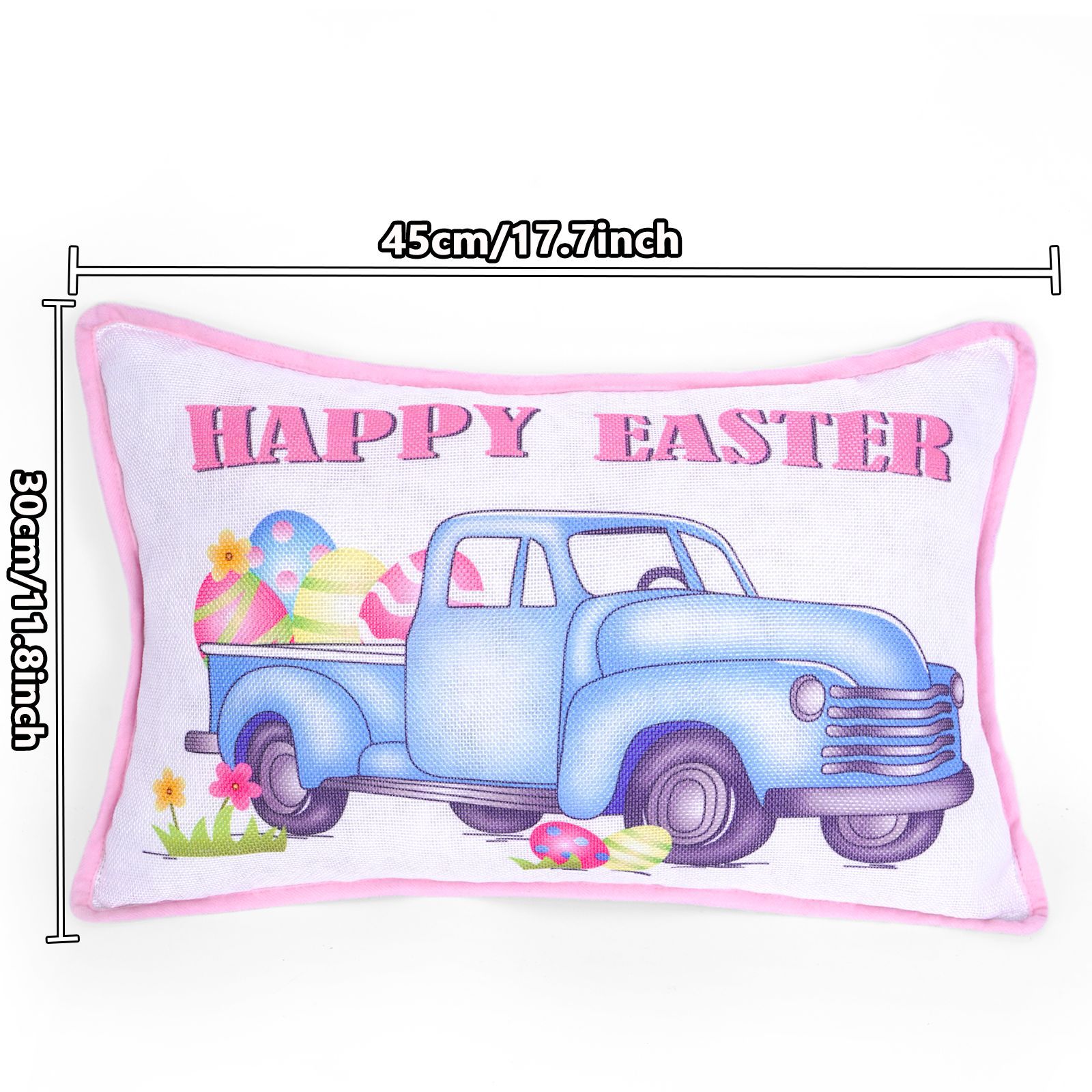Pascua transfronteriza encantadora impresión de camión almohada de vacaciones cojín decorativo cojín creativo