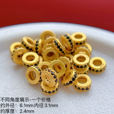 Spacer Spacer Large Hole DIY – Zərgərlik ara hissələri - 6mm-black-zircon-wheel-beads-s925-silver