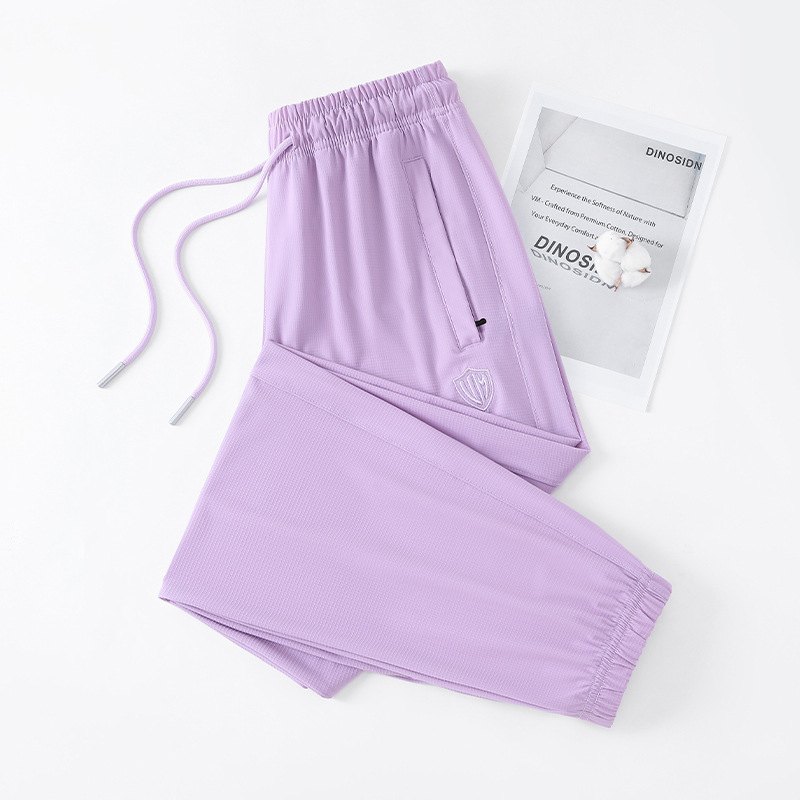 Quick-Dry Sun-Protection Jogger Pants, Sporty Casual Outdoor Slimming Versatile Embroidered High-Waisted Thin Style, Japanese and Korean Casual
