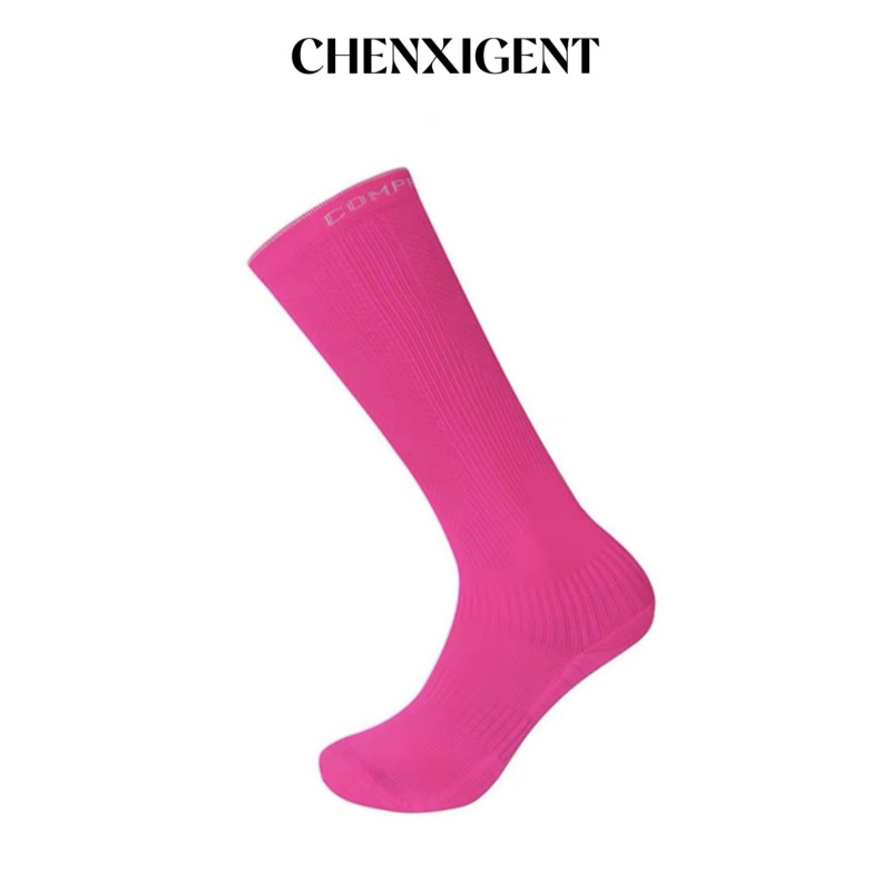 Chenxi Gentleman Men's Blue Sports Solid Color Compression Socks Non-Slip Football Basketball High Socks Over-The-Knee Calf Socks