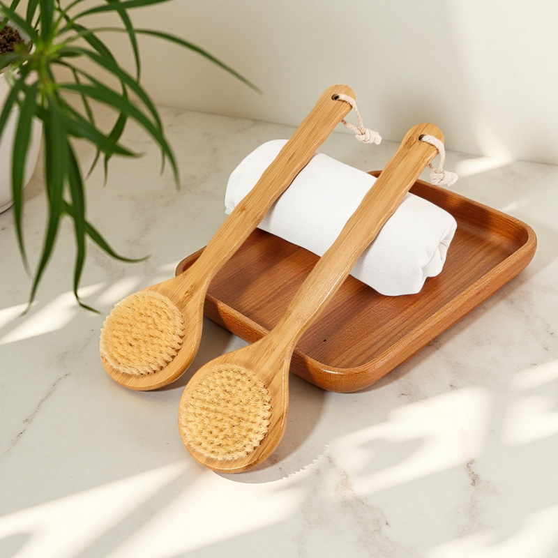 Cepillo de baño de espalda de mango largo al por mayor, cepillo de masaje suave, cepillo de masaje súper suave, cepillo de baño, cepillo de baño de melena de cerdo, artefacto de baño