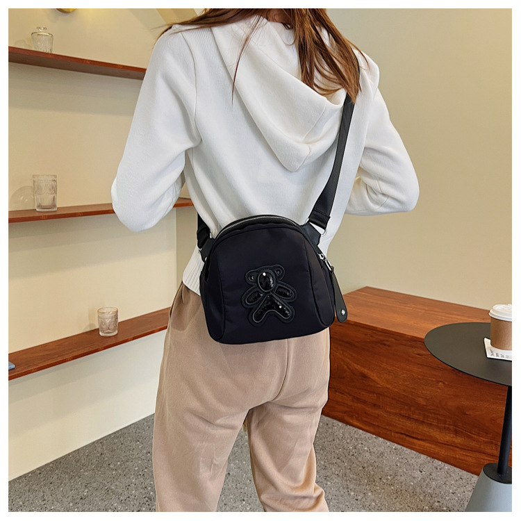 commuter leisure bear sequined Oxford cloth bag crossbody bag chest bag shell bag_voghion.com