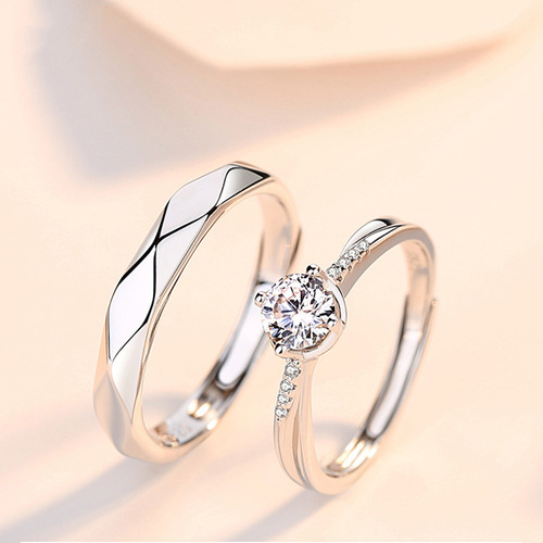 Love for life s925 sterling silver couple ring, a pair of men's and women's wedding rings, niche design Valentine's Day gift