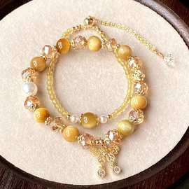 源头工厂 黄发晶金虎石2件套 手串 手链手饰 女款 手链套装 批发