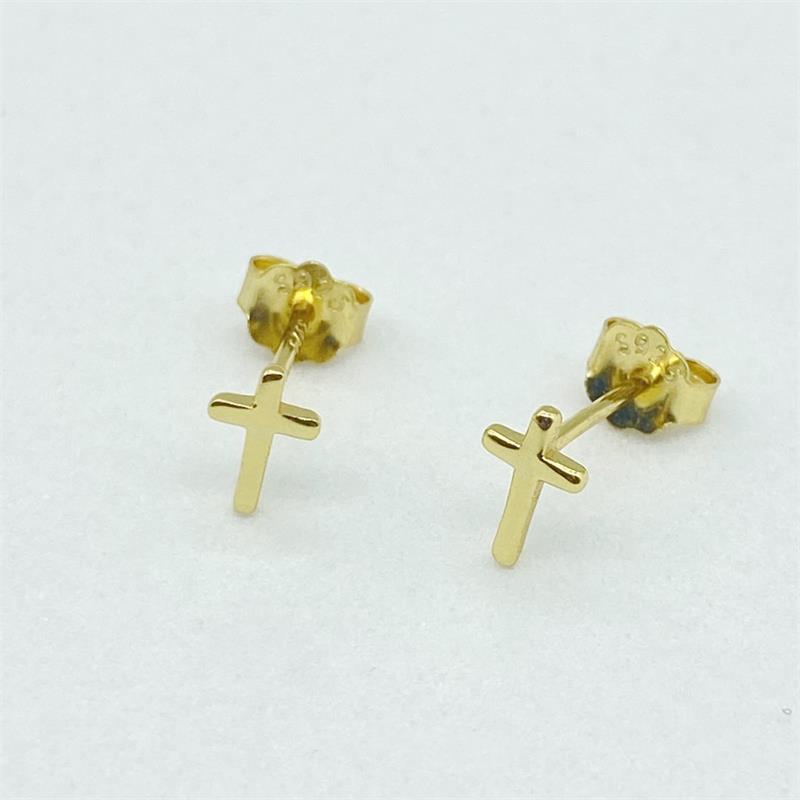 Cross Pattern 1 Pair 925 Sterling Silver Cross Ear Studs