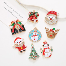 2023新款锌合金饰品圣诞老人出风口配饰圣诞树雪人吊坠麋鹿挂饰钻