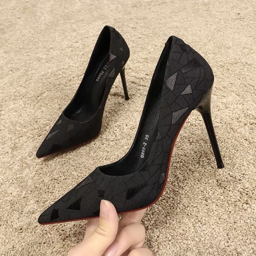 High Heels Women's Pointed Toe 2025 New Spring & Fall Versatile Women's Shoes Sexy Stiletto Pumps Black Work Shoes for Women