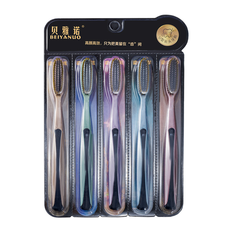 U자형 긴머리 칫솔[5개입] 종이카드