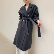 双面羊绒大衣女士加长款过膝宽松厚外套轻奢西装领高端双面尼风衣
