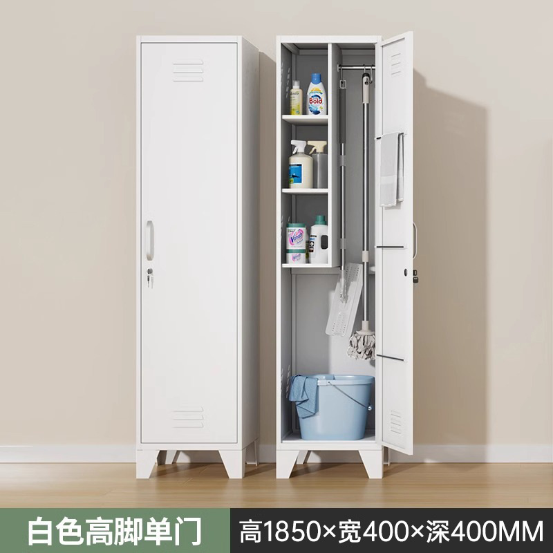 Gabinete de limpieza Gabinete de almacenamiento de acero doméstico Gabinete de almacenamiento de escobilla Gabinete de almacenamiento de balcón doméstico Gabinete de herramientas de limpieza de acero inoxidable
