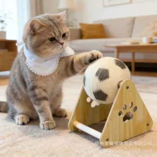 厂家定制猫咪玩具麻绳猫抓球耐磨不掉屑自嗨解闷磨爪猫抓板玩具球