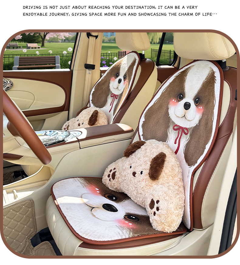 Winter plush car seat cushion, cartoon cute single-piece car seat pad, universal warm and thickened car seat cover