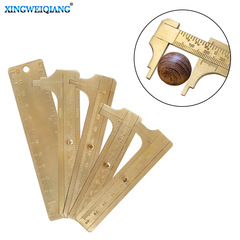 Mini single and double scale brass measuring ruler portable pocket retro copper vernier ruler 60-100mm metric and imperial