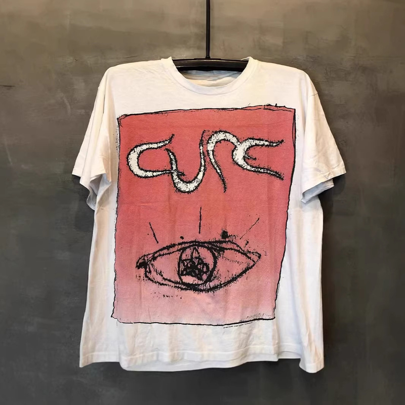 250g Heavyweight Pure Cotton! American-Style Oversized Healing Band Print Couple's Loose Short-Sleeve T-Shirt for Men Y2K