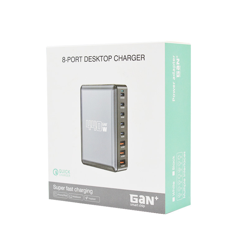 Çapraz Sınır 440W Masaüstü Şarj İstasyonu 440W Çok Portlu USB Çok Fonksiyonlu Hızlı Şarj 440W Nitrür Galyum Şarj Cihazı