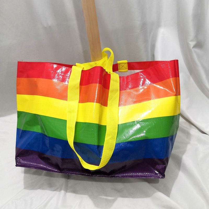 大号防水覆膜手拎环保购物袋编织袋搬家袋子收纳行李储物袋彩虹袋