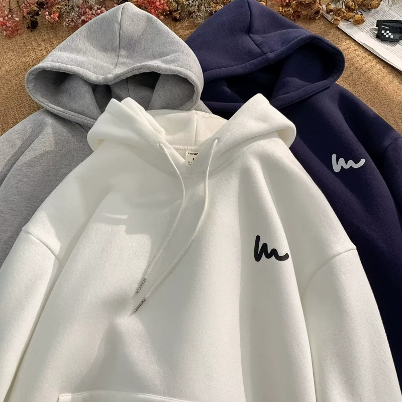 250g тяжелый свитер с капюшоном мужской осень и зима 2024 новый свободный американский осенний толстовка для мальчиков с капюшоном мужское пальто