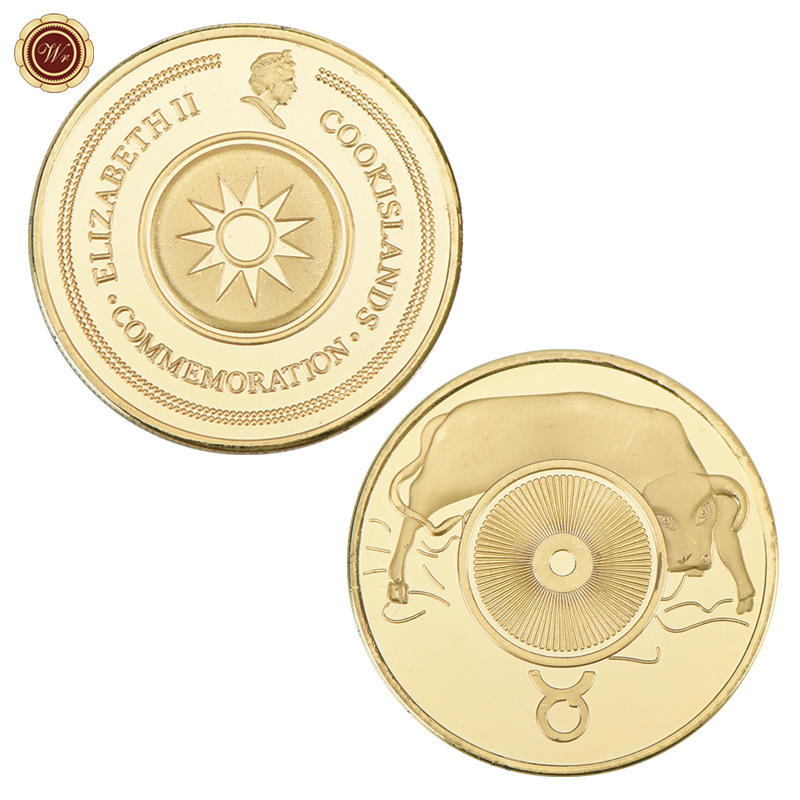 Medalla conmemorativa transfronteriza 12 constelación moneda conmemorativa metal chapado en oro insignia medalla Colección Caja de regalo fábrica al por mayor