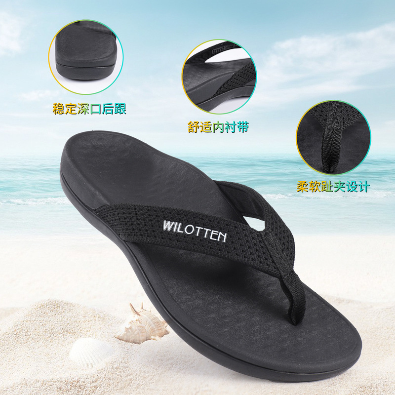 Beach Slippers Flip-Flops Non-Slip Wear-Resistant Soft-Soled Sandals Arch Support Outdoor Thick-Soled Shock-Absorbing Sports Slippers