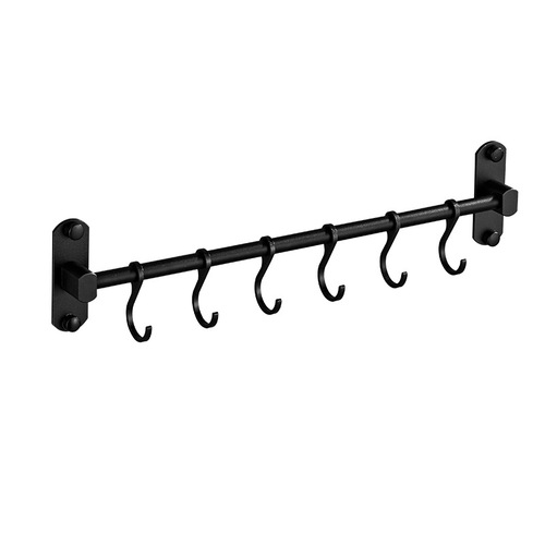 No punching space aluminum kitchen hook Nordic style kitchen utensil storage row hook hanging rod wall movable sticky hook