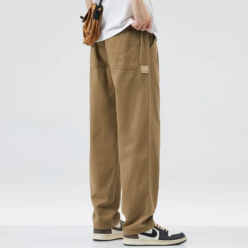 Модные мужские брюки-карго для улицы, новый весенне-осенний стиль, повседневные мужские брюки, летние свободные прямые универсальные длинные брюки.