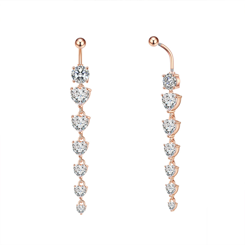 Commercio elettronico transfrontaliero: 6 nuovi anelli rotondi in zircone a forma di cuore, gioielli per piercing all'ombelico, vendita all'ingrosso online_voghion.com