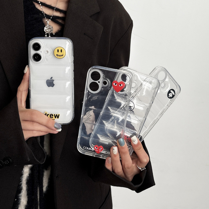 All-inclusive transparent phone case 16promax simple fashion 15promax airbag drum 14promax for XR