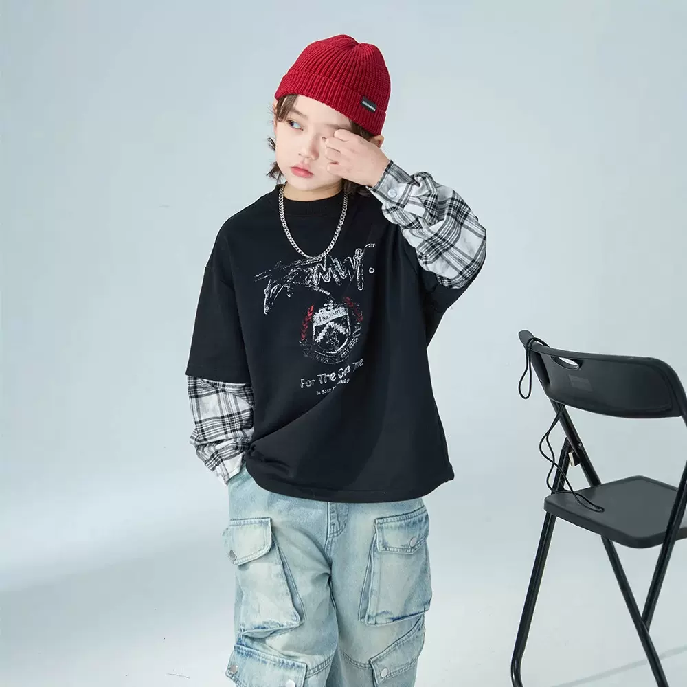 男童假两件长袖T恤春秋款2025新款儿童秋装打底衫大男孩秋季卫衣